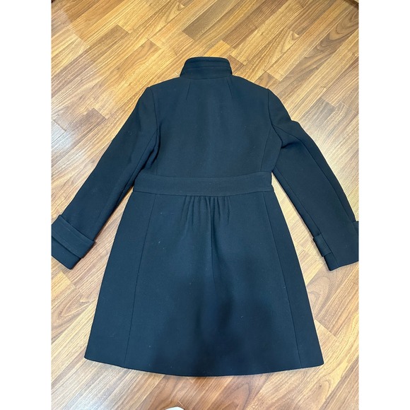 J.Crew Double Cloth Button Up Heavy Black Wool Coat Size P4 - Picture 5 of 8